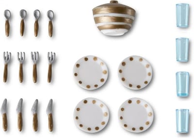 Poppenhuis Eetkamerset Accessoires 1:18 Schaal Keukengerei