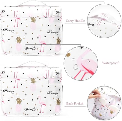 SnelShoppen - Lychii Toilettas Waterdichte Make-uptas met Haak, Opvouwbare Make-up Organizer voor Vrouwen, Meisjes en Kinderen, Wit
