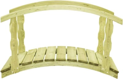 Tuinbrug met leuning - Houten sierbrug - Tuin Decoratie - Massief grenenhout - 170 cm lang - Houtkleur