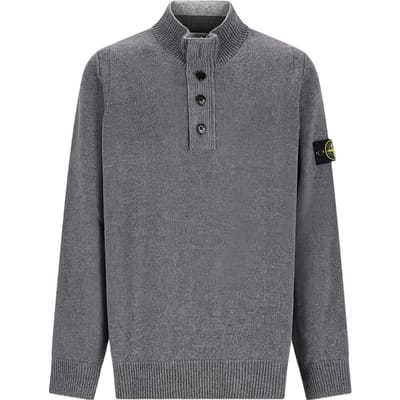 Stone Island Logo Knop Trui met Lange Mouwen Heren trui K2S155100040S0A23-V0M6B XXL gray