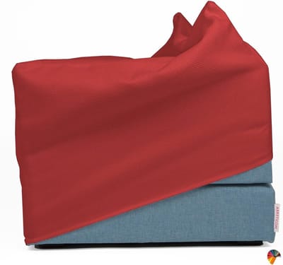 Zitzak Bed - Poefbed Futon - Gastbed Cre\ - Inklapbaar Handgemaakt - 70 x 63 x 42 cm - Rood