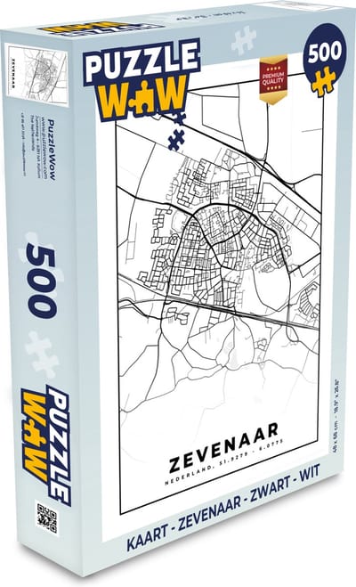 Puzzel Kaart - Zevenaar - Zwart - Wit - Legpuzzel - Puzzel 500 stukjes