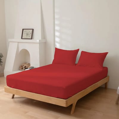 Dreamers Den - Hoeslaken - 100% Katoen Percaline - Katoen - Rood - 90x200cm - 28cm Hoekhoogte