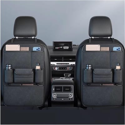 Autostoel Organizer - Auto Opberger - Auto Netjes Houden - Premium Pluche Materiaal - Meerdere Vakken - Zwart