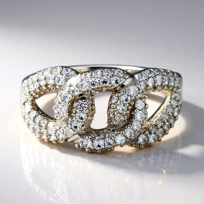 Cavill - Zilveren ring met 0,96 ct Braziliaanse witte topaas in ronde briljant pavé - 925 sterling zilver - Elegant modern dames sieraad