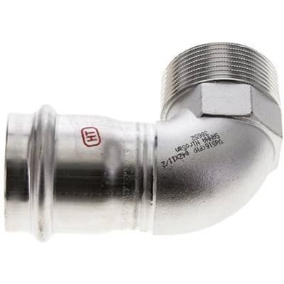 90 graden L-Perskoppeling - 42mm Persmof & R 1-1/2'' Buiseinde - RVS