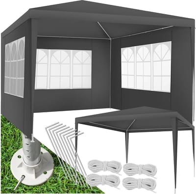 Feesttent - Tuinpaviljoen Vouwtent - Buitenfeesten Organiseren - Verwijderbare Zijpanelen - 3x3 meter - Zwart