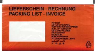 Zelfklevende Pakbonzakken Rood DL (131x239mm) - 1000 Stuks Verzending