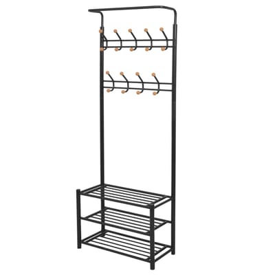 vidaXL - Kledingrek - met - schoenenopberger - 68x32x182,5 - cm - zwart