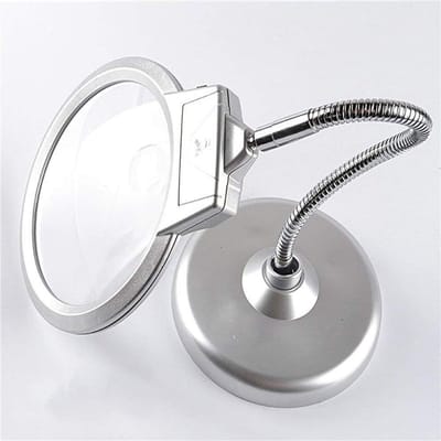 Verlichte Bureaulamp - Verstelbare Loep - Hobby en Knutselen - Met Ingebouwde Schaal - 2x Vergroting - Wit