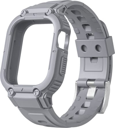 Siliconen bandje - geschikt voor Apple Watch 1/2/3/4/5/6/7/8/9/10/11/ SE (1,2,3) met maat 38 mm / 40 mm / 41 mm en 42 mm (Watch 10/11) - grijs
