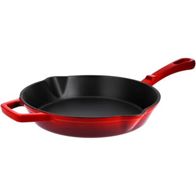 SILVERCREST Gietijzeren grillpan of koekenpan (Rond, Rood)
