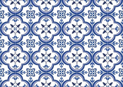 Placemat vinyl | Blauwe Tegels | 4 stuks