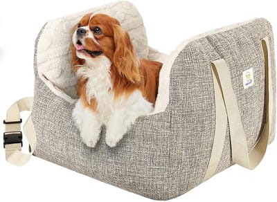 Hondenautostoel voor Kleine Honden, Draagbare Hondenzitplaats met Veiligheidsgordel, Ideaal voor Reizen en Comfortabele Rit