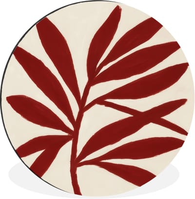 WallCircle - Wandcirkel - Muurcirkel - Tak - Bladeren - Rood - Aluminium - Dibond - 30x30 cm - Binnen en Buiten