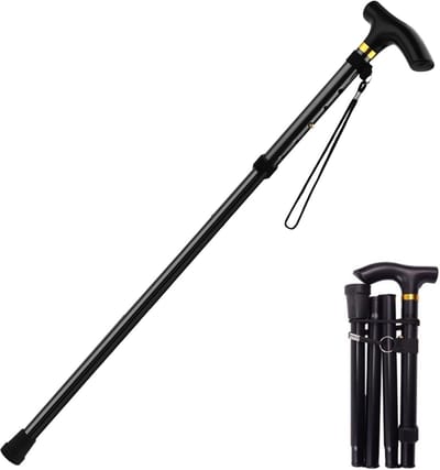 Inklapbare wandelstok - Opvouwbare stok - Veilig wandelen - In hoogte verstelbaar - 84-95 cm - Zwart