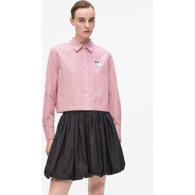 Karl Lagerfeld Ikon Choupette Cropped Shirt Scarlet Sage-white Stripes Taglia: 38 | Magliette intime Outlet | Donna | Rosso