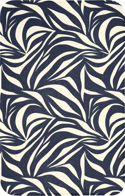 WC mat 50x80 cm - Antislip - Bladvormen - Blauw - Patroon - Wit - Toiletmat - Vloermat - Douchemat - Toilet tapijt - Toiletmatten