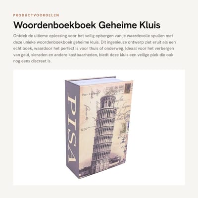 Dailygoods- Geldkluisje met Sleutel - Woordenboek Kluis - Verstopplek voor Geld/Sieraden - 18x11,5x5,5cm - Veiligheidsopslag - Nieuw - Verstopkluis