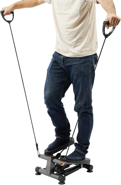 Hydraulische Stepper - Mini Trapapparaat - Thuis Fitness - Met Trainingsbanden - Tot 120 kg - Zwart