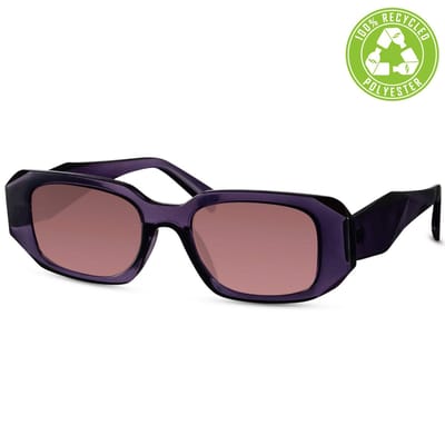 EcoLine - Hip-Hop - Zonnebril - WHS-6380 - Dames - Recycled Polyester - Transparant Paars - Mat Zwart - 100% UV400 - Cat.2 - Incl: Etui & Poetsdoekje