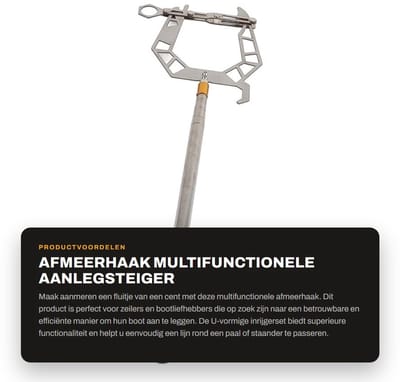 Dailygoods- Afmeerhaak Multifunctioneel - U-vormige Inrijgerset - Aanmeergereedschap - Flexibel - Ergonomisch - Voor Ligplaats - Boothaak