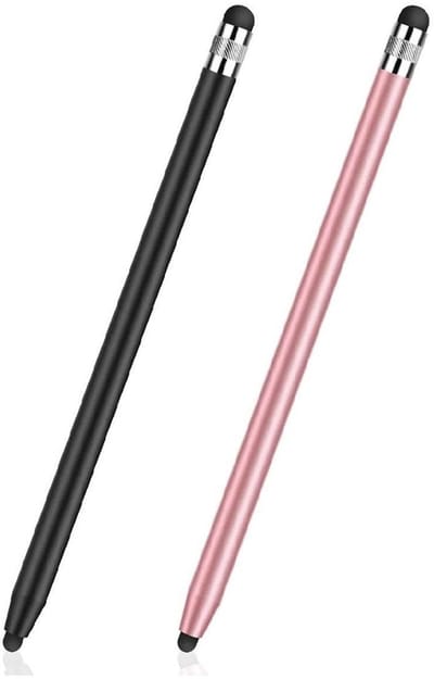 GELLDG 2 Stuks Invoerstiften - Touchscreen Stylus Pen - 15.3x0.9cm - Schrijft Vloeiend, Precieze Lijnen, Breed Compatibel - Geschikt voor iPhone, iPad, Samsung en Meer - Metalen Behuizing - Zwart en Rose Goud