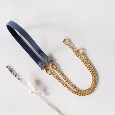 The Leather Rebel - Telefoonkoord - vintage blauw - goud