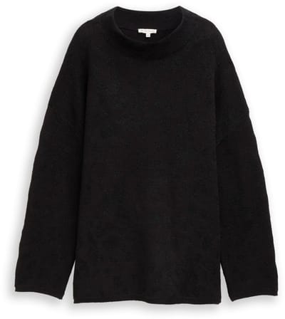 Tom Tailor - Oversized gebreide trui met glittereffect - Maat XL - black lurex knit