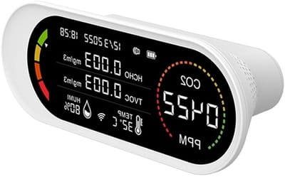 Luchtkwaliteit Monitor - Detector CO2 - Binnenlucht Meten - 5 In 1 Functies - 62 x 53 mm - Wit