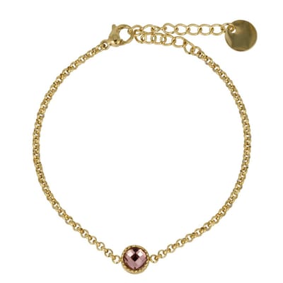 My Bendel - Goudkleurige Armband met Roze Glassteen - met Luxe Cadeauverpakking | Sieraden Voor Dames