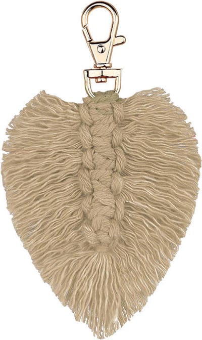 Macramé Sleutelhanger - Veren Sleutelhanger - 8x13 cm - Grijs