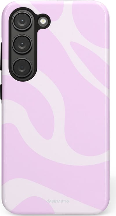 Casetastic hoesje geschikt voor Samsung Galaxy S23 - Dubbellaagse bescherming - Vrolijk Roze Suikerspin Curves - Fashion Case - Lichtroze Wit