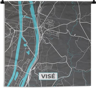 Wandkleed - Wanddoek - Stadskaart – Grijs - Kaart – Visé – België – Plattegrond - 180x180 cm - Wandtapijt