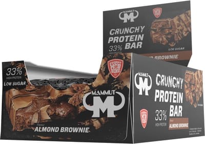 Crunchy Protein Bar 45g - 12 almond-brownie eiwitrepen met heerlijk laagje chocolade | Mammut Nutrition