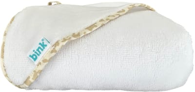 BINK Bedding Badcape Animals Beige - BINK Bedding badcape van zachte bamboe badstof (75x75 cm) met capuchon en ophanglus - perfect voor baby's en peuters.