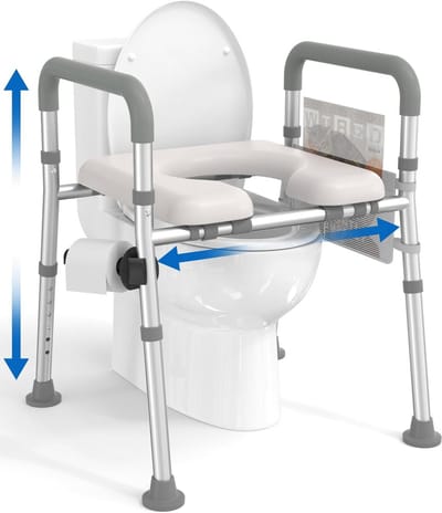 Verhoogd Toilet - Toiletverhoger Handgrepen - Veiliger Gebruik - Verstelbare Hoogte Breedte - Max 136 kg - Grijs