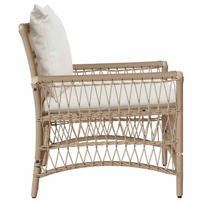 vidaXL Tuinstoel met kussen Beige 73 x 61 x 77 cm poly rattan