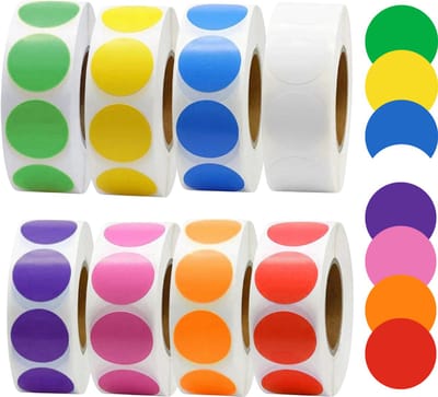 4000 etiketten stippen Stickers in diverse kleuren - Rond 25MM - Cirkel stickers voor Kleurcodering/Organiseren/Decoratie/Labelen - Op rol