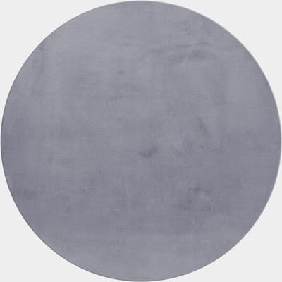 Pouffy Fluffy - Hoogpolig Rond Vloerkleed - Uni Kleur - Grijs - Woonkamer Tapijt - Katoenen Rug- 120 CM Ø