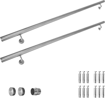 Trapleuning Wandmontage - Stalen Leuning - Veilig Traplopen - Roestvrij Staal 304 - 350 cm - Gepolijst
