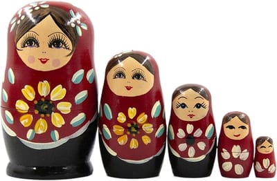 Houten Nesting Poppen - Stapelpoppen Decoratie - Tafel Decoratie - Handgeschilderd Uniek - 11.5 x 6.5 cm