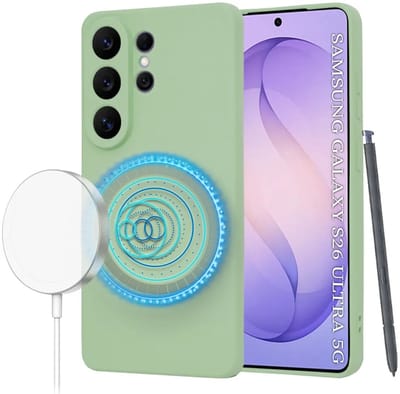 Hoesje geschikt voor Samsung Galaxy S26 Ultra - Techsuit Soft Flex Silicone Back Cover - Geschikt voor MagSafe - Mint Green
