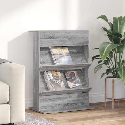 vidaXL - Tijdschriftenrek - Grijs - Sonoma - 70 - x - 41 - x - 96 - cm - Bewerkt - hout