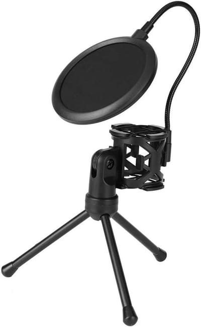 Microfoon Bureau Standaard - Microfoonhouder Boomarm - Opnames Maken - Schokbestendig Ontwerp - 16 cm Hoogte - Zwart
