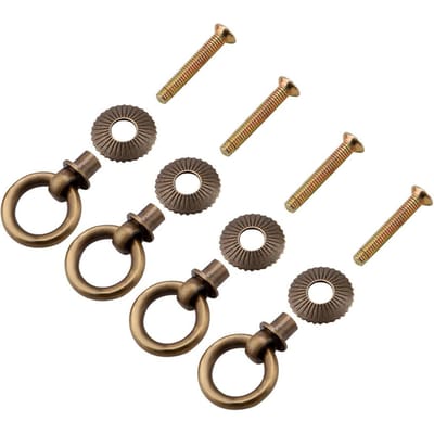 4 stuks/verpakking Mini Eenvoudige Vintage Trekringen Cosmetica Koffer Sieraden Doos Bevestigingsgreep Brons brown