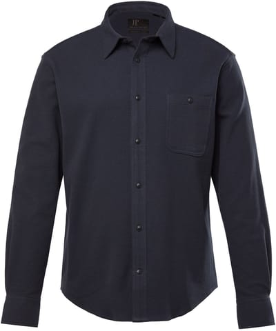 JP 1880 - Heren - Piqué overhemd lange mouwen kentkraag Modern-Fit - Navy blauw - Maat XL