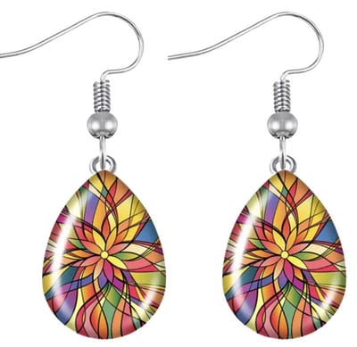 Oorbellen-Gekleurd-Cabochon-Zilver Happy -Charme Bijoux