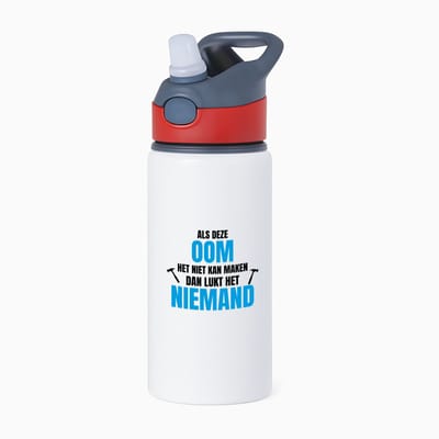Hacebo® - Als oom het niet kan waterfles met rietje rood - Oom - een oom - verjaardagscadeau - cadeau voor oom - cadeau - kado - water fles - 650ML
