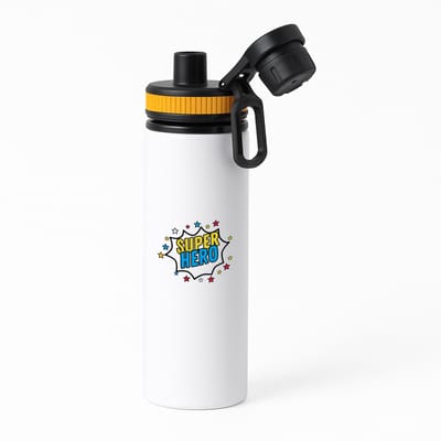 Hacebo® - Super hero waterfles met draaidop oranje - Superhelden - een superheld - verjaardagscadeau - kado - gift - geschenk - water fles - 850ML